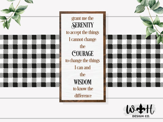 Serenity Quote - Coffee Bar and Mantel Sign - Seasonal Farmhouse Home and Kitchen Decor - Laser Cut Handcrafted Wooden Framed Wall Art