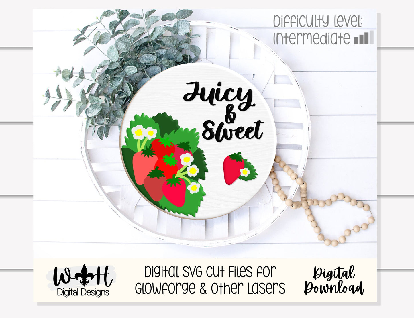 Sweet Summer Strawberry Fruit Theme Nursery and Door Round - Sign Making and DIY Kits - Cut File For Glowforge Lasers - Digital SVG File