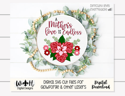 Mother's Day Lily Rose Bouquet Floral Door Hanger - Spring Sign Making and DIY Kits - Cut File For Glowforge Laser - Digital SVG File