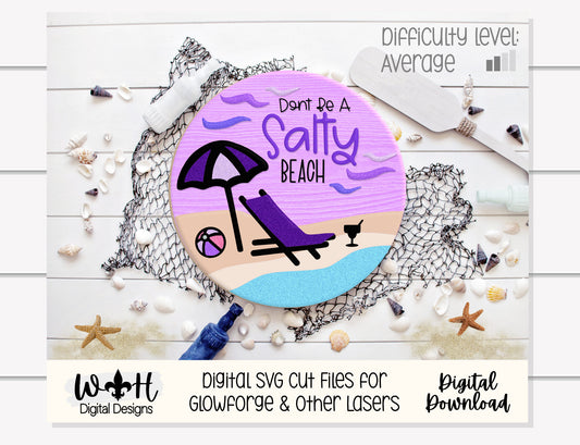 Beach Bum Lounger Summer Door Hanger Round Bundle - Sign Making and DIY Kits - Cut File For Glowforge Lasers - Digital SVG File