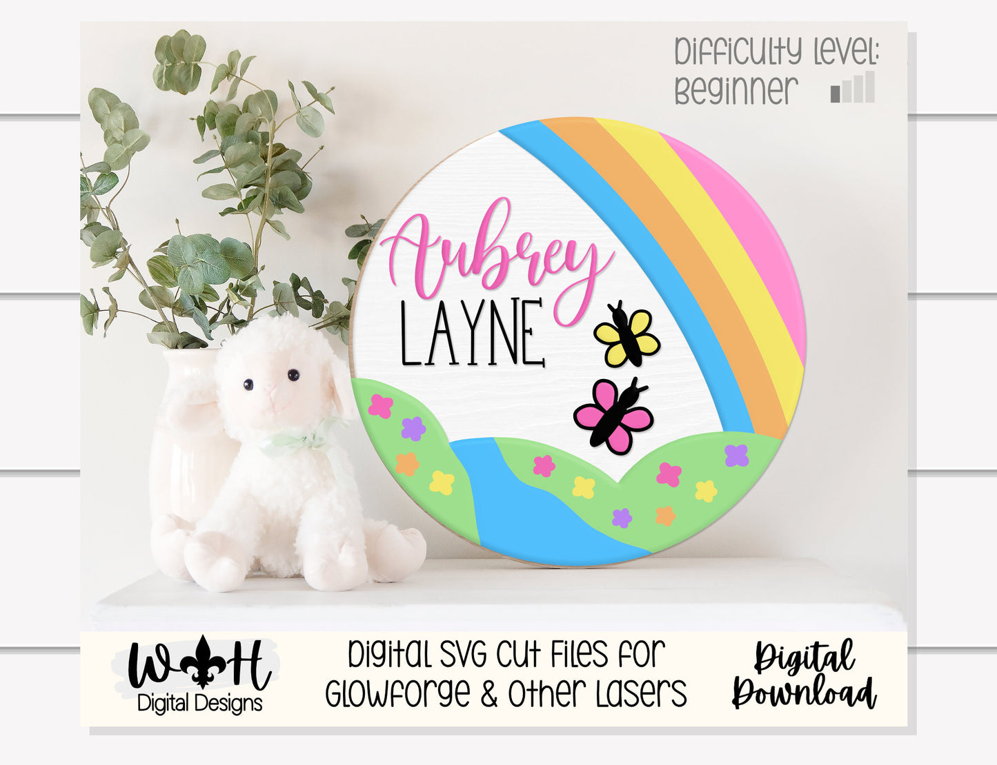 Springtime Butterfly Valley Baby Girl Nursery Round - Sign Making Home Decor and DIY Kits - Cut File For Glowforge Lasers - Digital SVG File