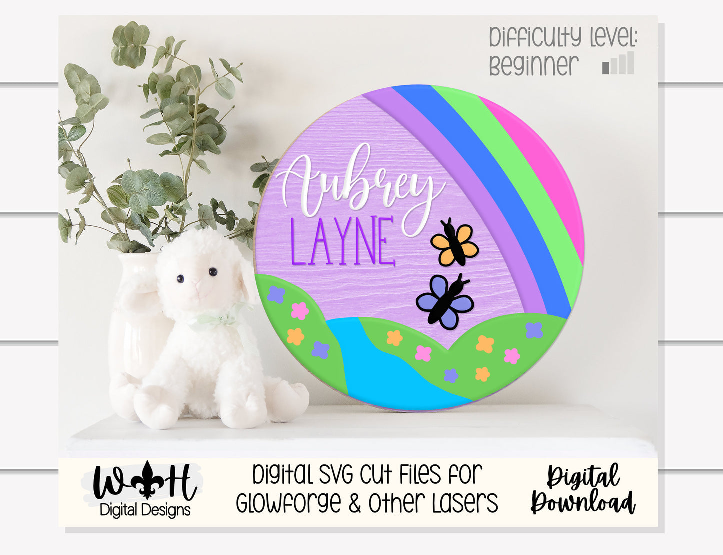 Springtime Butterfly Valley Baby Girl Nursery Round - Sign Making Home Decor and DIY Kits - Cut File For Glowforge Lasers - Digital SVG File