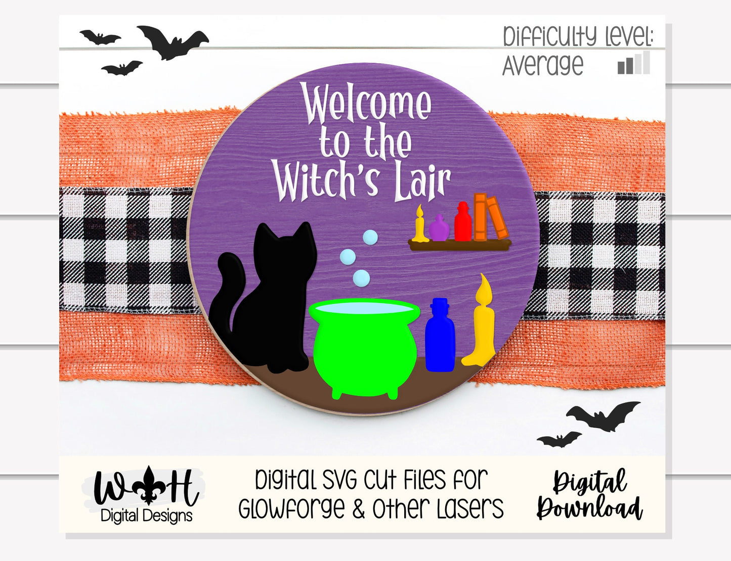 Welcome to the Witch's Lair Halloween Door Hanger Bundle - Seasonal Sign Making and DIY Kits - Digital SVG Cut File For Glowforge Lasers