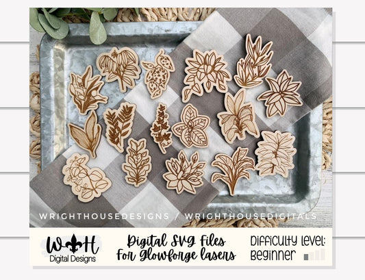 House Plant Magnets Scrap Busters - Handdrawn Tiered Tray Decor and DIY Kits - Beginner File For Glowforge Laser - Digital SVG File