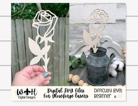 Rosebud Wooden Laser Cut Flowers - Simple Diy Florals For Bouquets - Files for Sign Making - SVG Cut File For Glowforge - Digital File