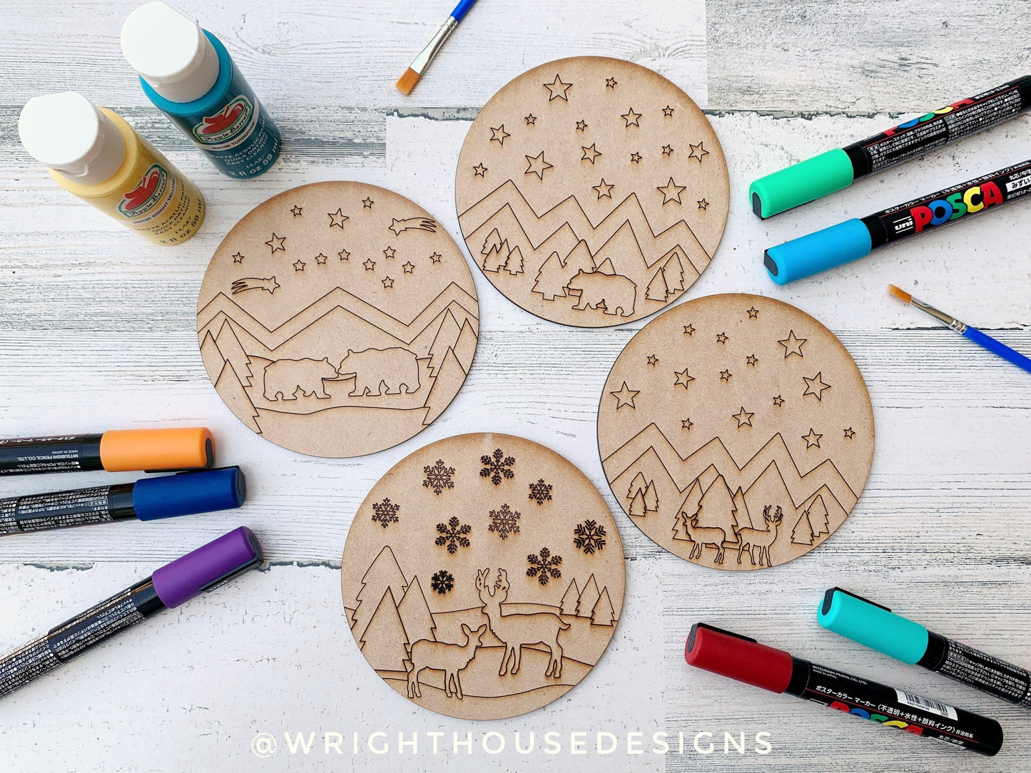 Winter Color Craft Bundle - Scoring Pattern Round For Diy Painting - Files for Sign Making - SVG Cut File For Glowforge - Digital File