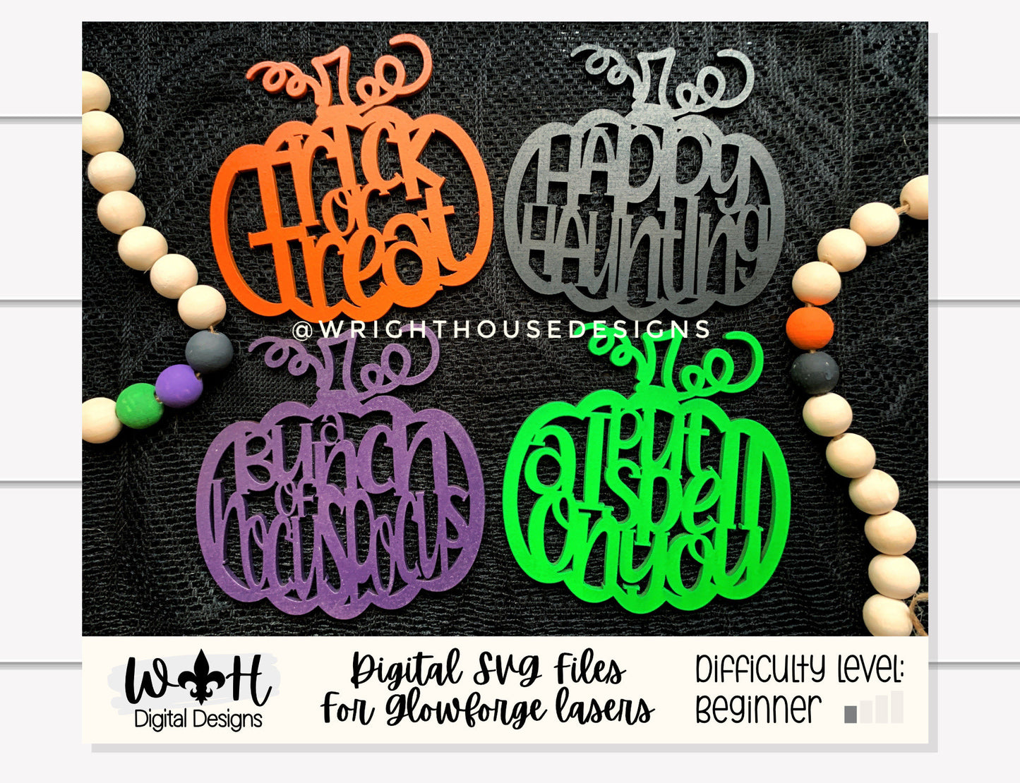 Pumpkin Welded Word Ornament Bundle For Halloween Trees - Trick or Treat Pumpkins - Quick Cut File For Glowforge Lasers - Digital SVG File