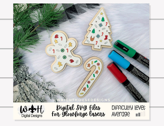 Christmas Frosted Sprinkle Cookies Bundle - Seasonal Tiered Tray Decor and DIY Kits - Cut File For Glowforge Lasers - Digital SVG File