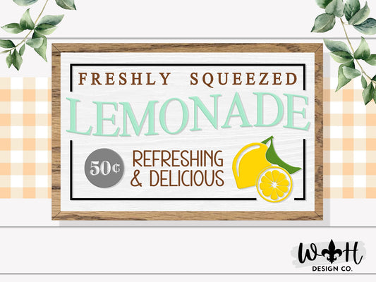 Freshly Squeezed Lemonade - Seasonal Summer Coffee Bar Sign - Modern Farmhouse Sign - Home and Kitchen Decor - Wood Framed Wall Art