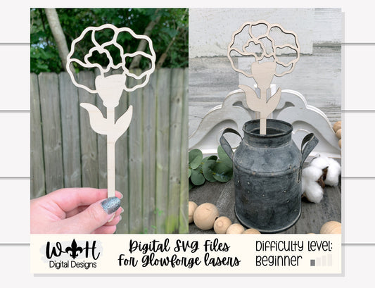 Carnation Wooden Laser Cut Flowers - Simple Diy Florals For Bouquets - Files for Sign Making - SVG Cut File For Glowforge - Digital File
