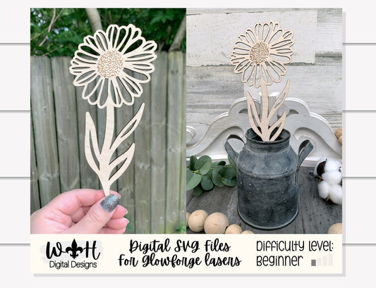 Daisy Wooden Laser Cut Flowers - Simple Diy Florals For Bouquets - Files for Sign Making - SVG Laser Cut File For Glowforge - Digital File