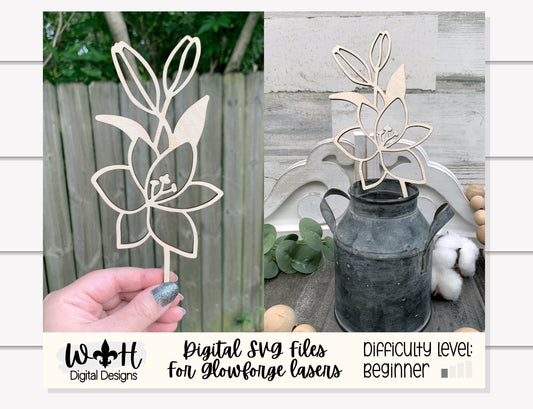 Lily Wooden Laser Cut Flowers - Simple Diy Florals For Bouquets - Files for Sign Making - SVG Laser Cut File For Glowforge - Digital File
