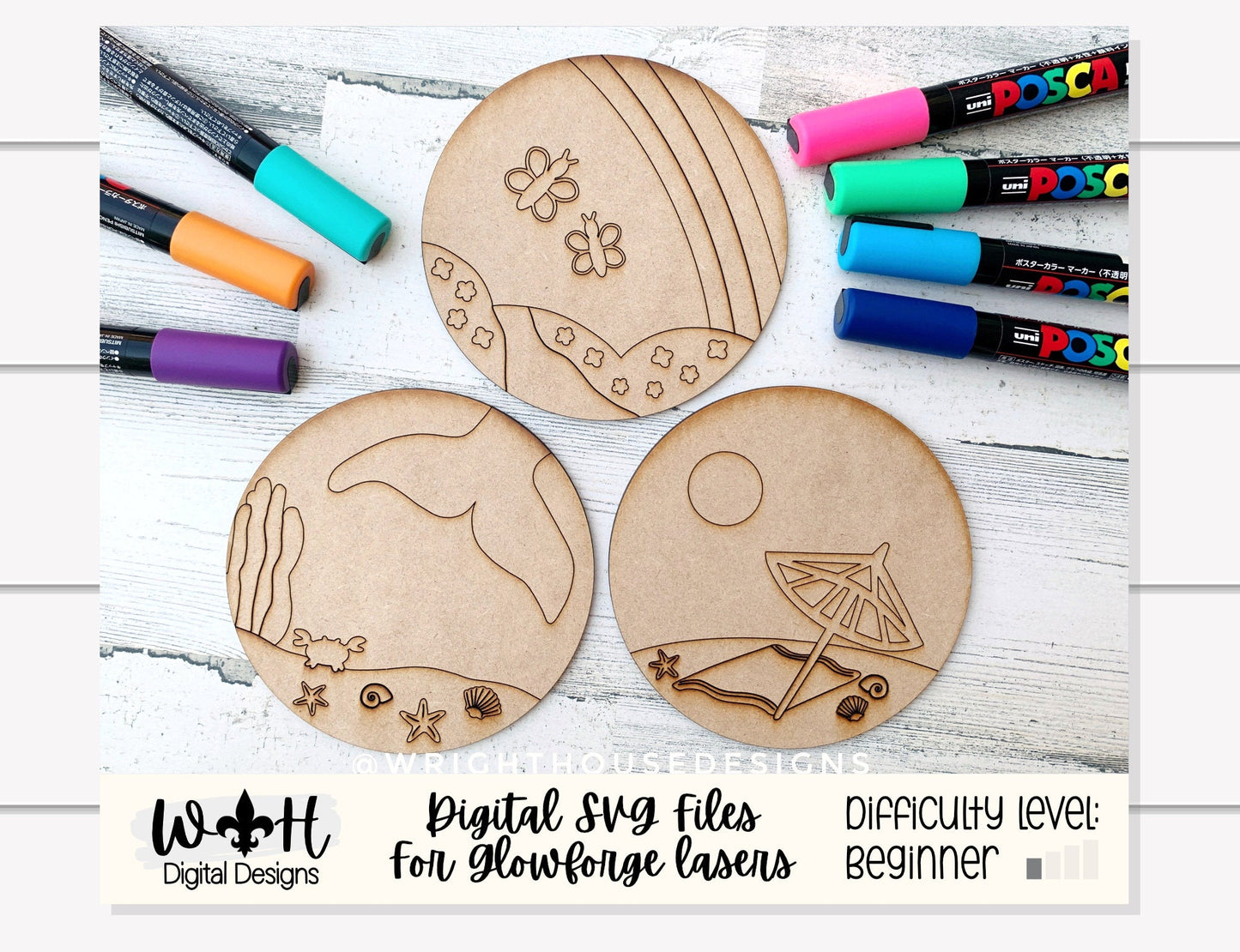 Girl's Color Diy Craft Bundle - Scoring Pattern Round For Diy Painting - Files for Sign Making - SVG Cut File For Glowforge - Digital File