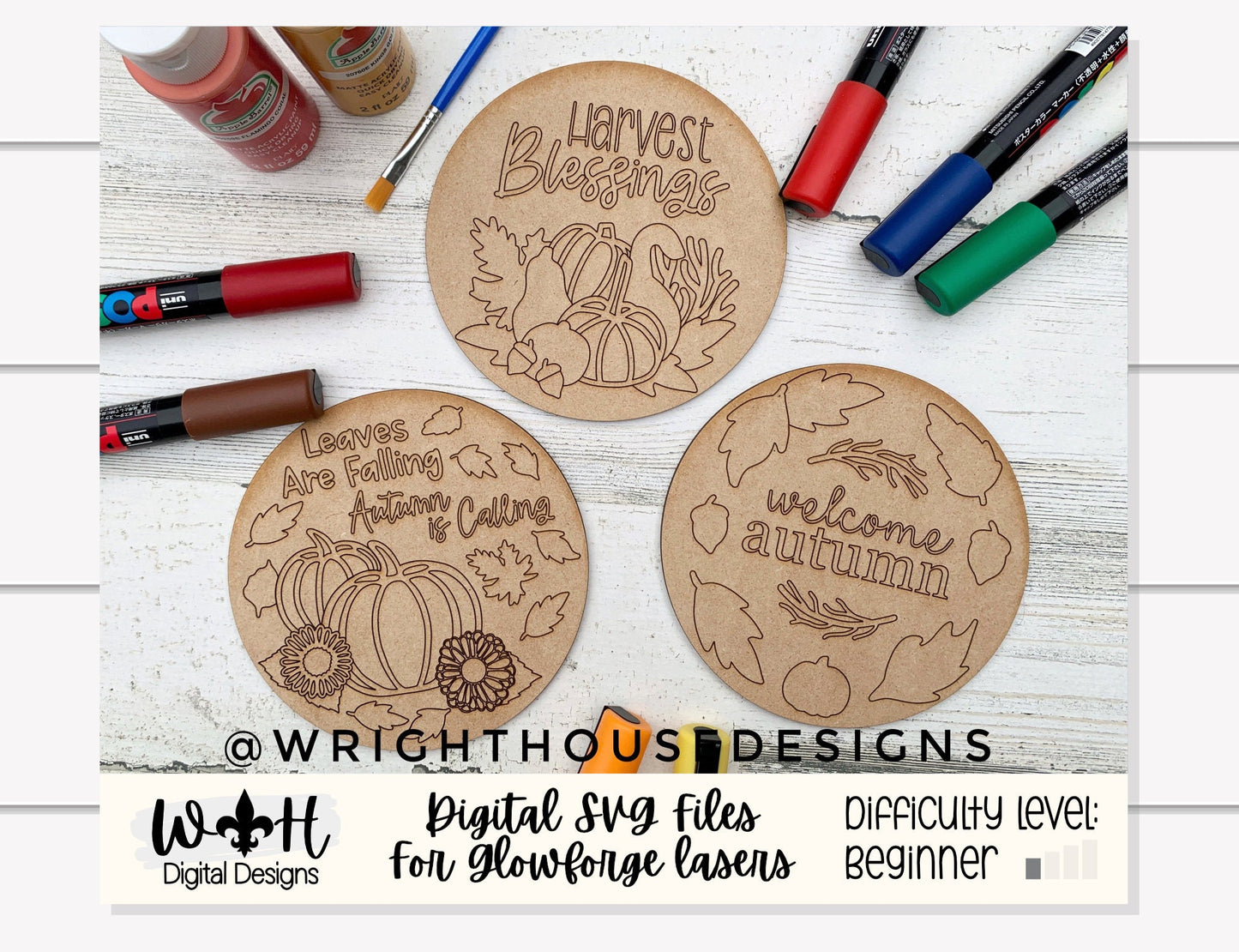 Autumn Color Craft Bundle - Scoring Pattern Round For Diy Painting - Files for Sign Making - SVG Cut File For Glowforge - Digital File