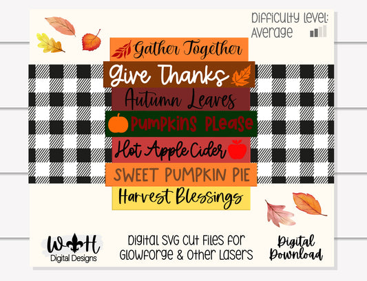 DIGITAL FILE - Thanksgiving Gather Together - Bucket List Stacked Sign - Seasonal Autumn Decorations - SVG For Glowforge