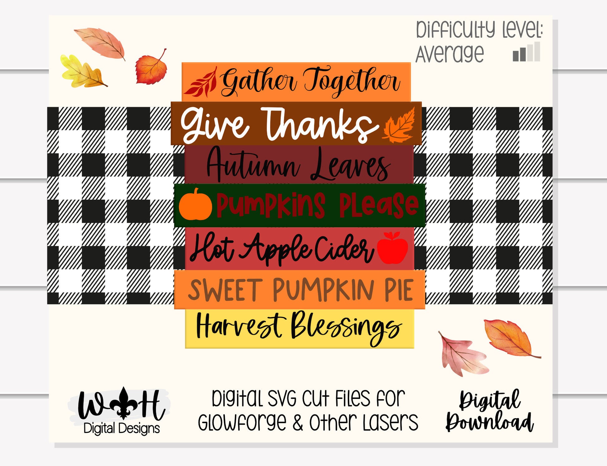 Gather Together Thanksgiving Bucket List Stacked Sign - Seasonal Wall Decor and DIY Kits - Cut File For Glowforge Lasers - Digital SVG File