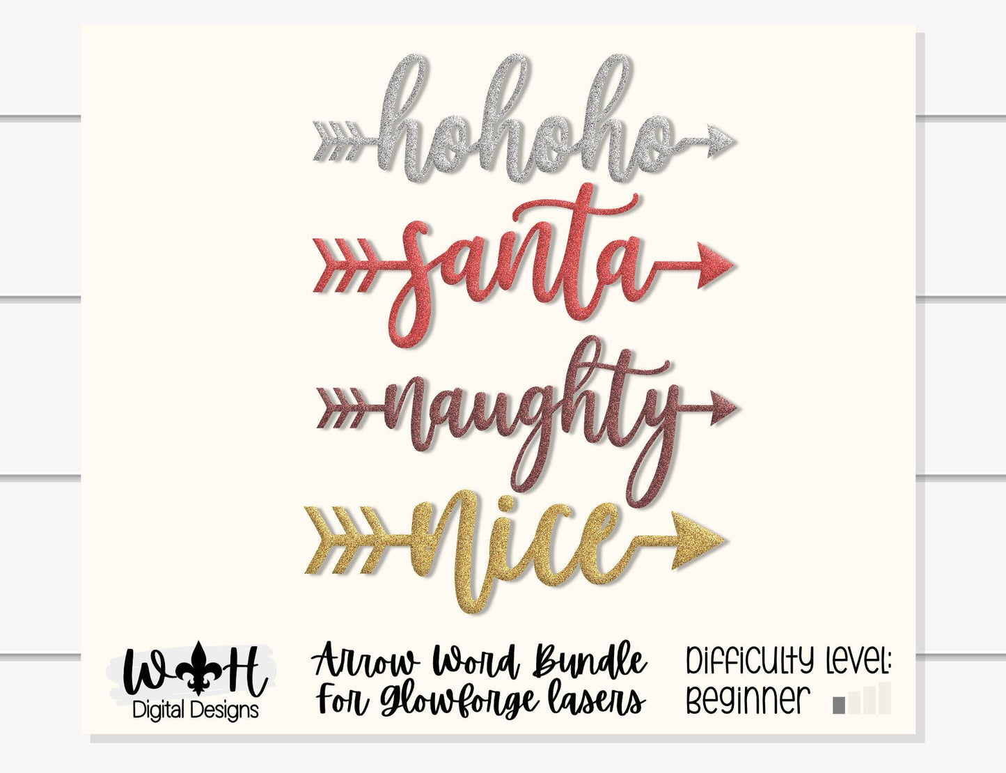 Santa, Ho Ho Ho, Naughty, Nice Christmas Arrows - Place Settings Bundle - Files for Sign Making - SVG Cut File For Glowforge - Digital File