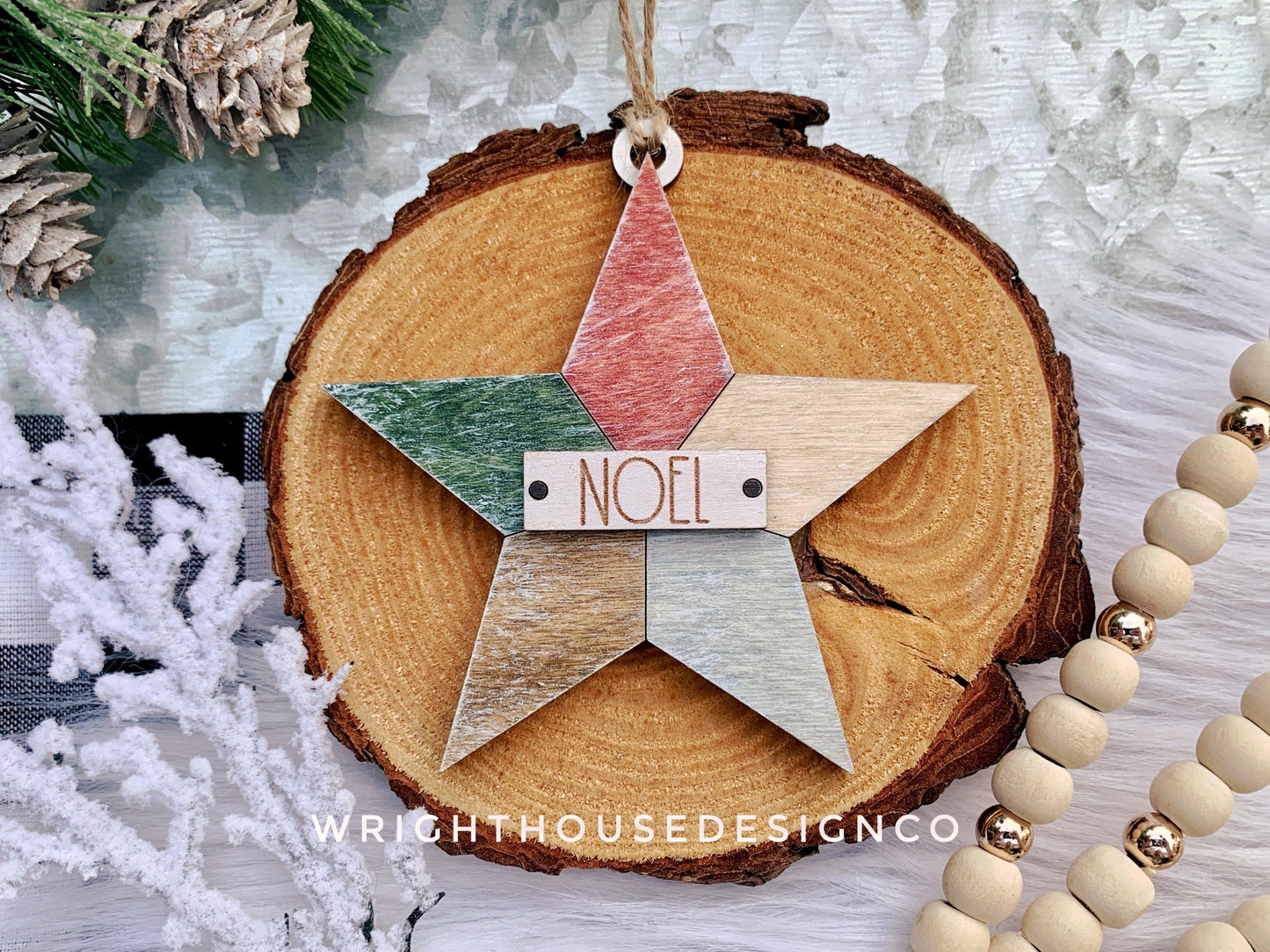 Rustic Farmhouse Quilt Pattern Line Ornaments - Minimalist Ornament Set - Quick Cut and Score File For Glowforge Lasers - Digital SVG File