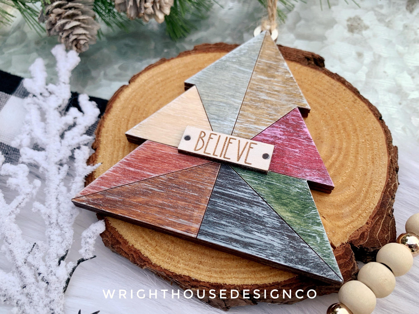 Rustic Farmhouse Quilt Pattern Line Ornaments - Minimalist Ornament Set - Quick Cut and Score File For Glowforge Lasers - Digital SVG File