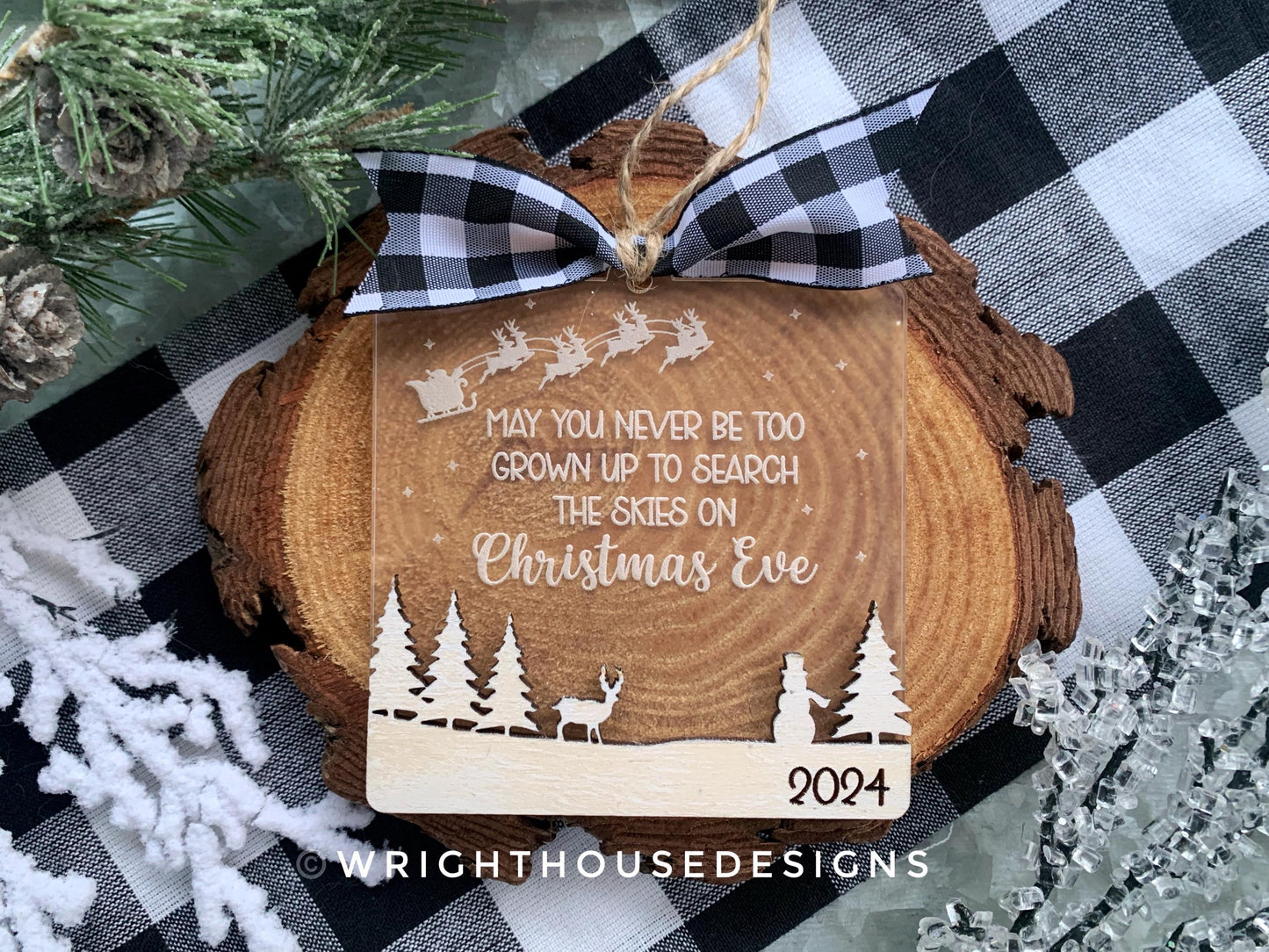 May You Never Be Too Grown Layered Christmas Ornament Bundle Set 1 - Engraved Quick Cut File For Glowforge C02 Lasers - Digital SVG File