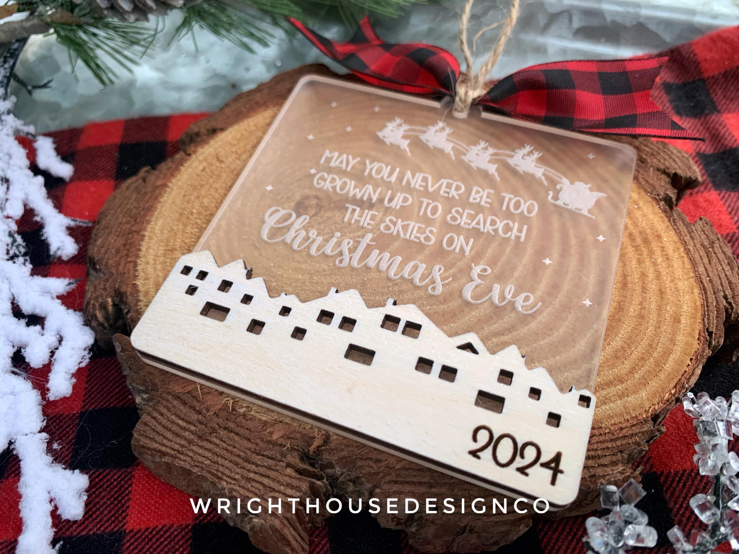 May You Never Be Too Grown Layered Christmas Ornament Bundle Set 1 - Engraved Quick Cut File For Glowforge C02 Lasers - Digital SVG File