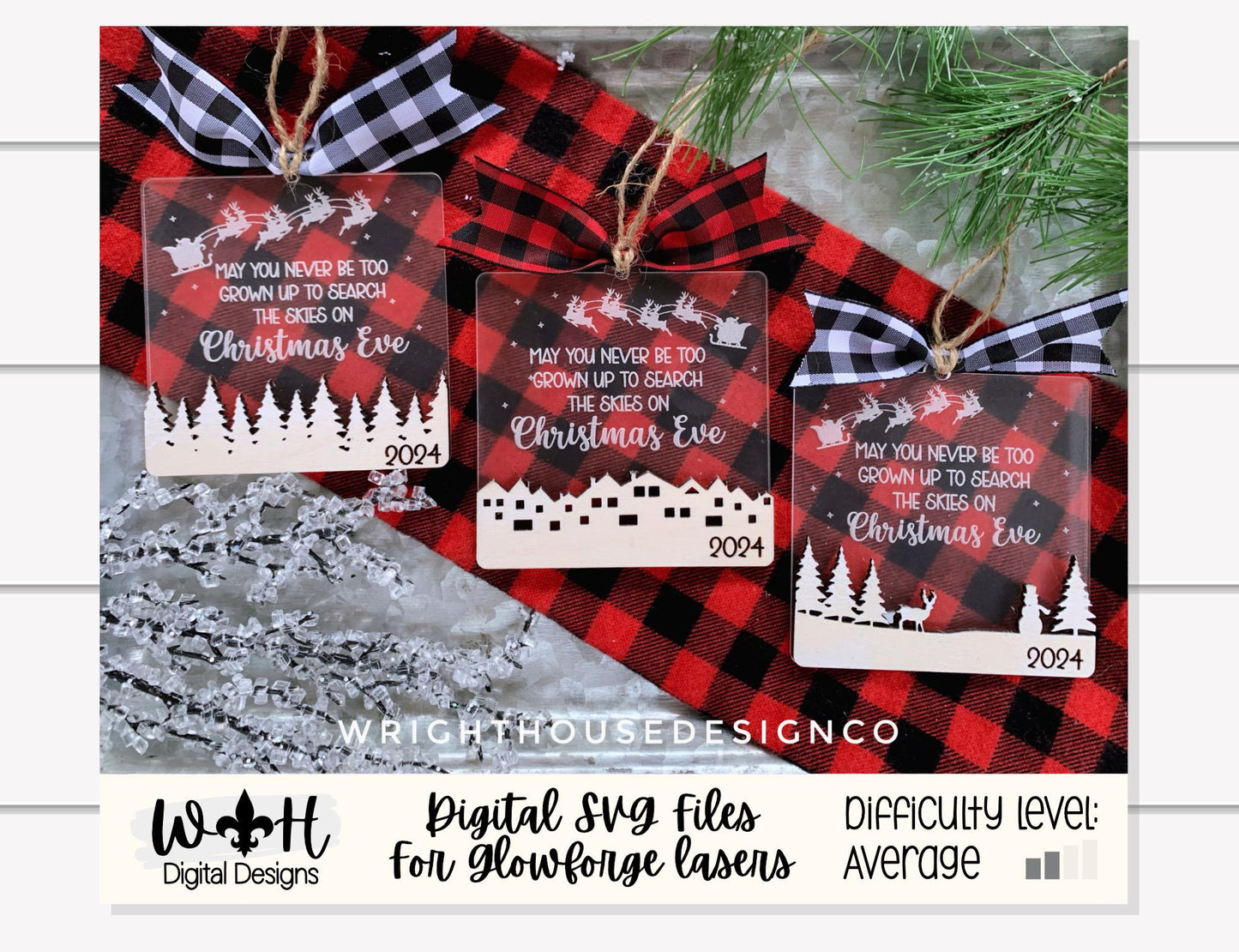 May You Never Be Too Grown Layered Christmas Ornament Bundle Set 1 - Engraved Quick Cut File For Glowforge C02 Lasers - Digital SVG File
