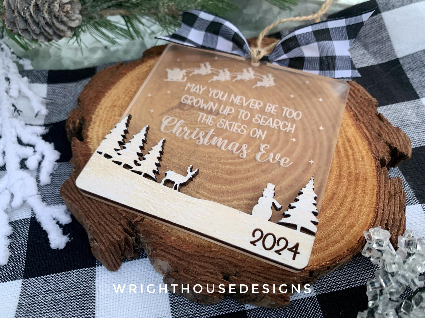 May You Never Be Too Grown Layered Christmas Ornament Bundle Set 1 - Engraved Quick Cut File For Glowforge C02 Lasers - Digital SVG File