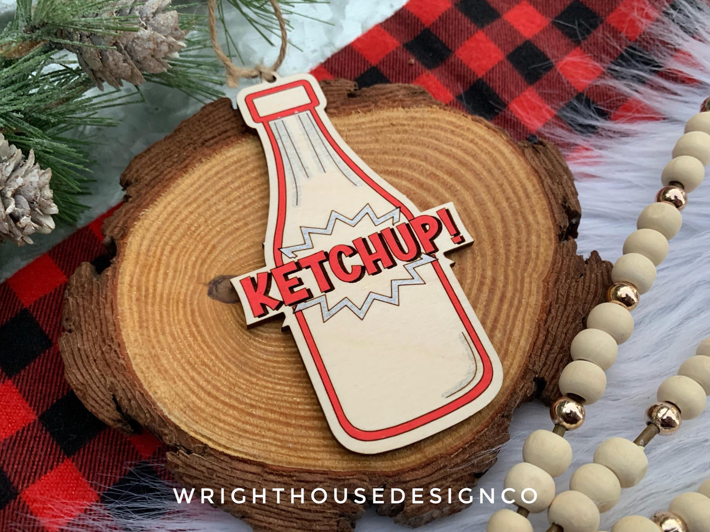Ketchup! Mustard! Condiment Ornament Bundle - Comic Book Bubble Christmas Ornaments - Quick Cut File For Glowforge Lasers - Digital SVG File