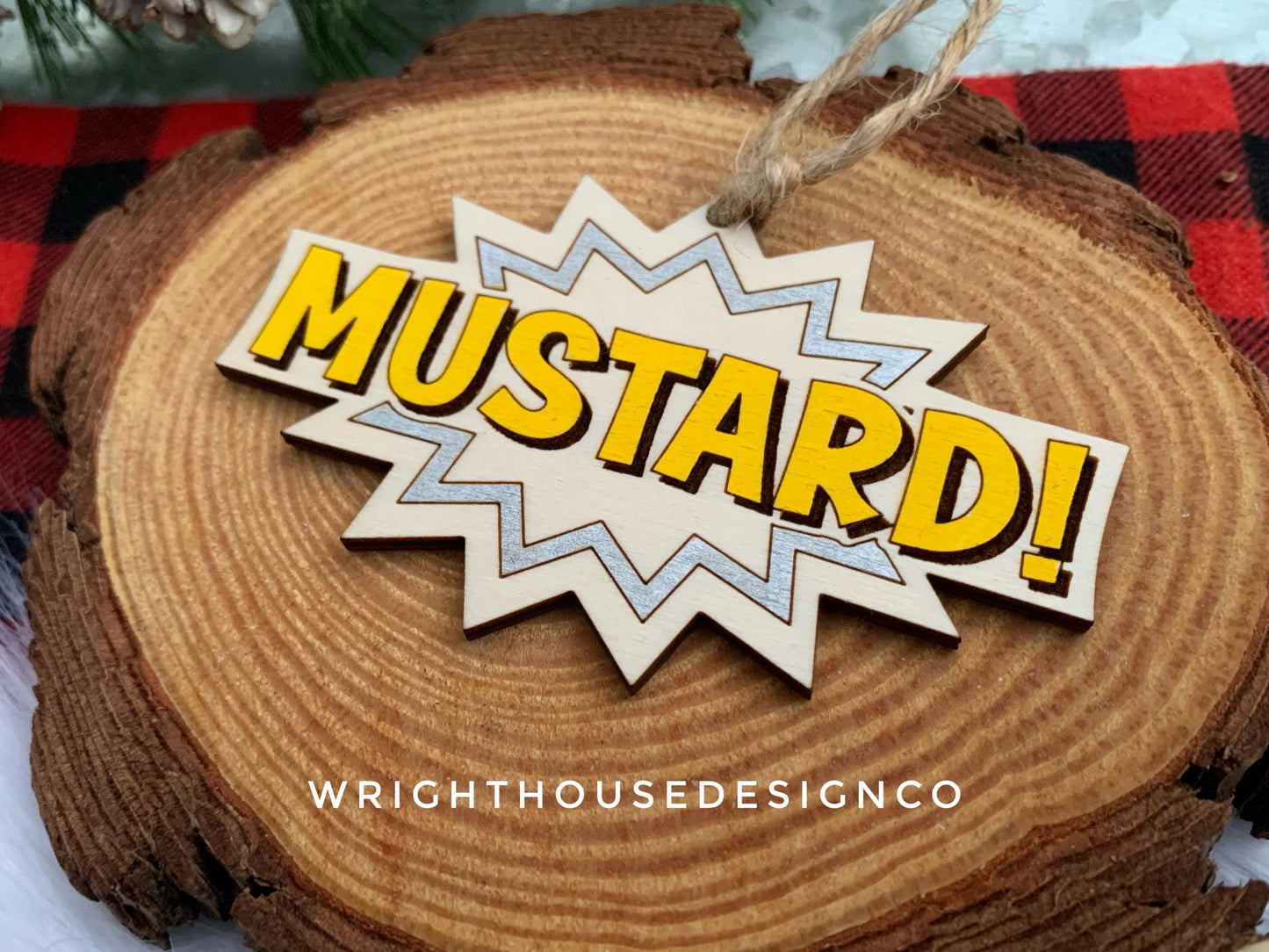 Ketchup! Mustard! Condiment Ornament Bundle - Comic Book Bubble Christmas Ornaments - Quick Cut File For Glowforge Lasers - Digital SVG File