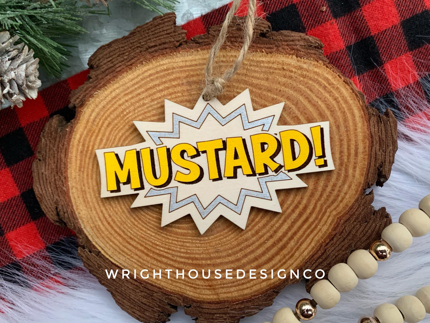 Ketchup! Mustard! Condiment Ornament Bundle - Comic Book Bubble Christmas Ornaments - Quick Cut File For Glowforge Lasers - Digital SVG File