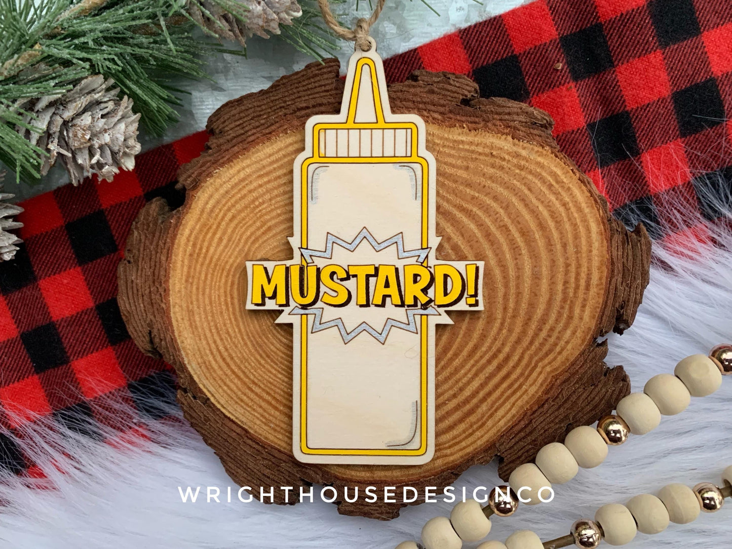 Ketchup! Mustard! Condiment Ornament Bundle - Comic Book Bubble Christmas Ornaments - Quick Cut File For Glowforge Lasers - Digital SVG File