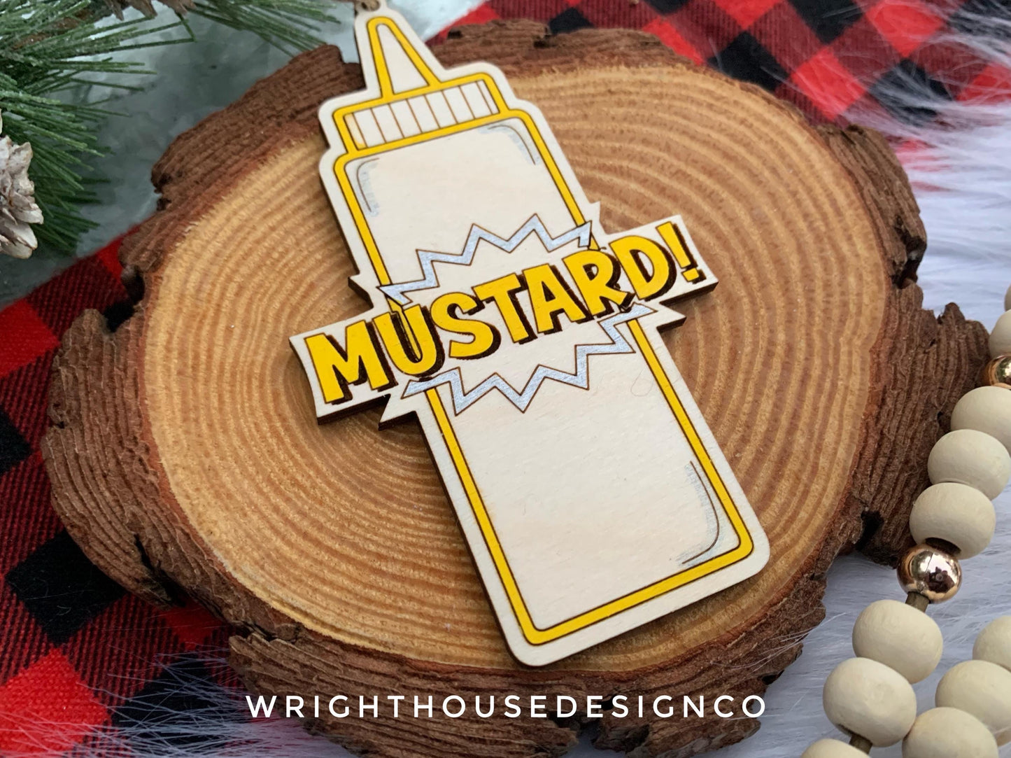 Ketchup! Mustard! Condiment Ornament Bundle - Comic Book Bubble Christmas Ornaments - Quick Cut File For Glowforge Lasers - Digital SVG File