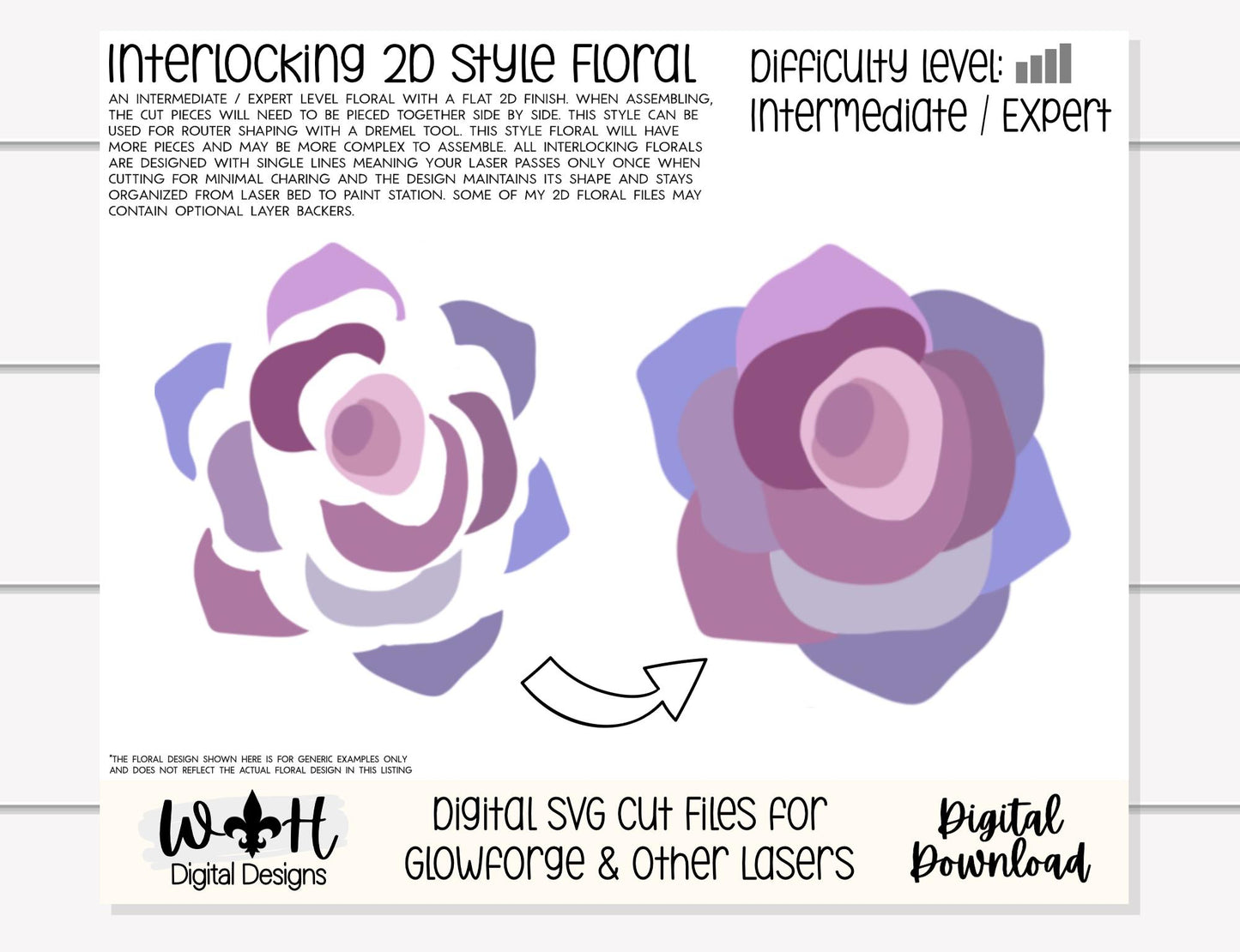 Hailey Jade Single Line Laser Cut Florals - Baby Nursery Rounds - Sign Making and DIY Kits - File For Glowforge Lasers - Digital SVG Files