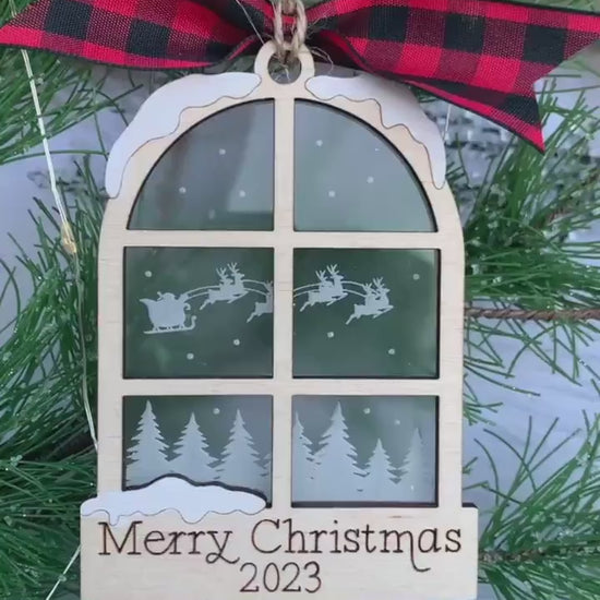 Santa's Winter Scene Layered Window Ornament Set - Engraved Personalized Christmas Ornaments - Cut File For Glowforge - Digital SVG File