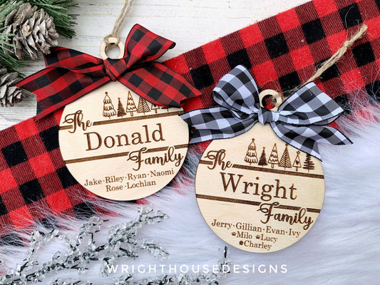 Tree Doodle Family Christmas Ornament - Personalized Name Tree Ball Ornament - Laser Engraved Christmas Keepsake - Holiday Gift for Parents