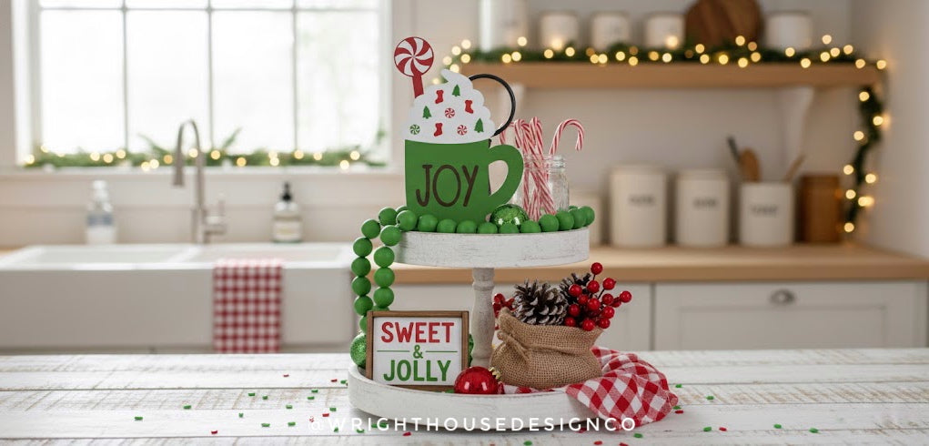 Christmas Sprinkle Mugs Bundle - Seasonal Tiered Tray Decor and DIY Kits - Cut File For Glowforge Lasers - Digital SVG File