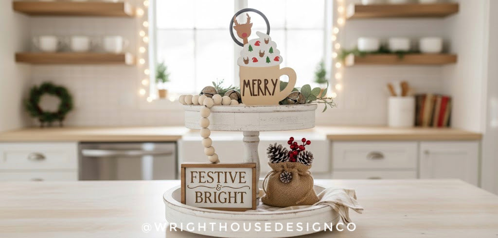 Christmas Sprinkle Mugs Bundle - Seasonal Tiered Tray Decor and DIY Kits - Cut File For Glowforge Lasers - Digital SVG File