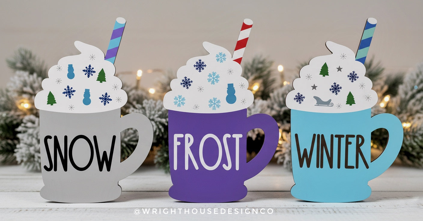 Winter Sprinkle Mugs Bundle - Seasonal Tiered Tray Decor and DIY Kits - Cut File For Glowforge Lasers - Digital SVG File