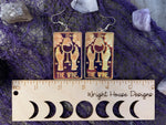 Load image into Gallery viewer, The Wine Tarot Card Witchy Halloween Earrings - Engraved Iridescent Acrylic Handmade Jewelry
