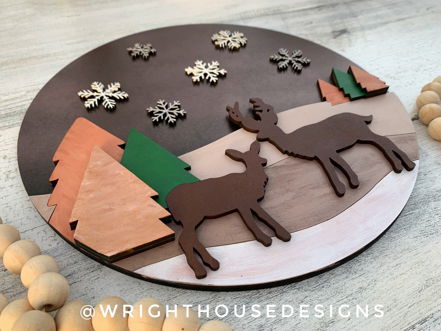 Winter In The Woods Seasonal Door Hanger - Mountain Theme Sign For Baby Nursery - Files for Sign Making - Digital SVG Cut File For Glowforge