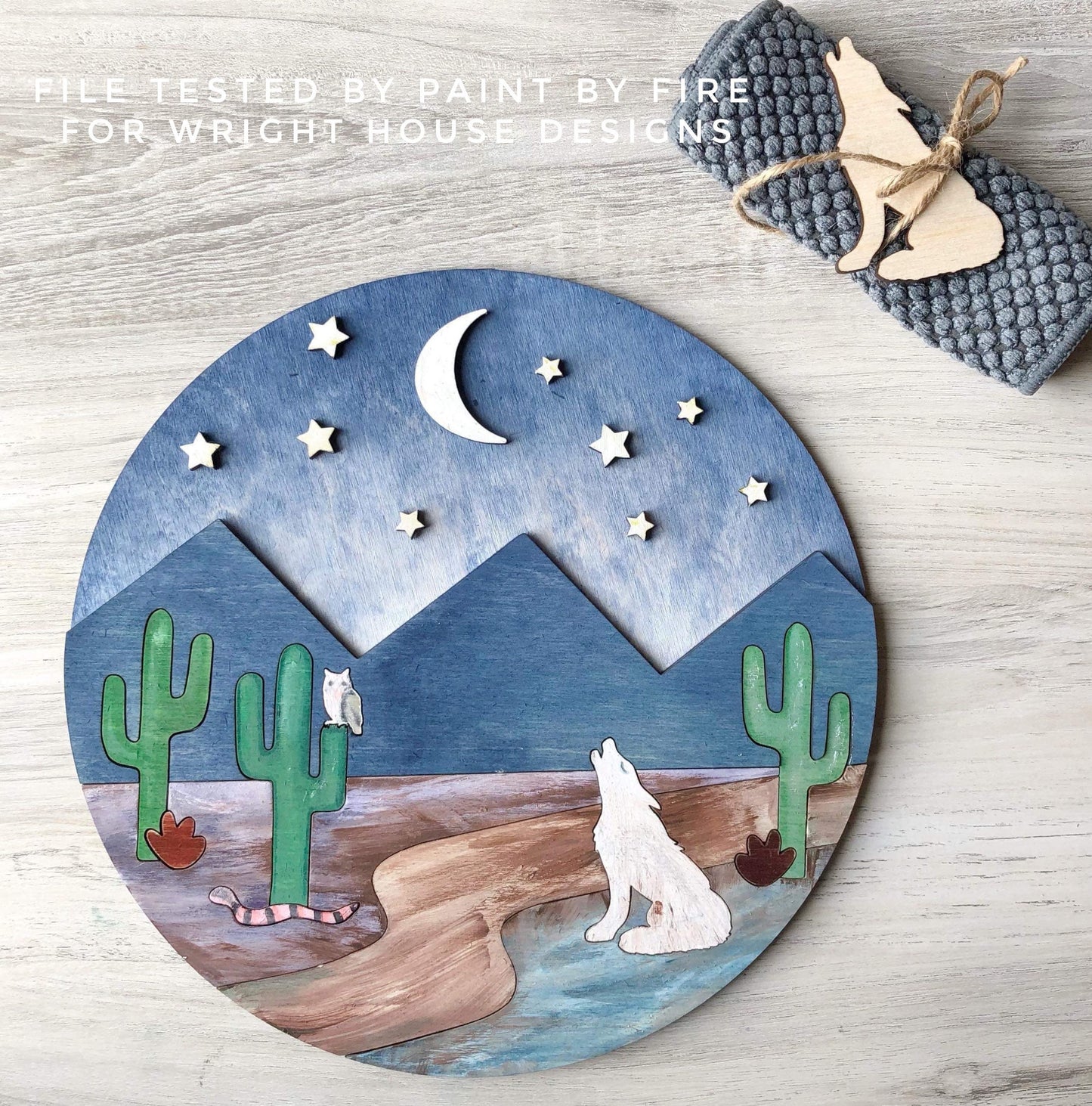 The Desert At Night Baby Boy Nursery Round - Sign Making Home Decor and DIY Kits - Cut File For Glowforge Lasers - Digital SVG File