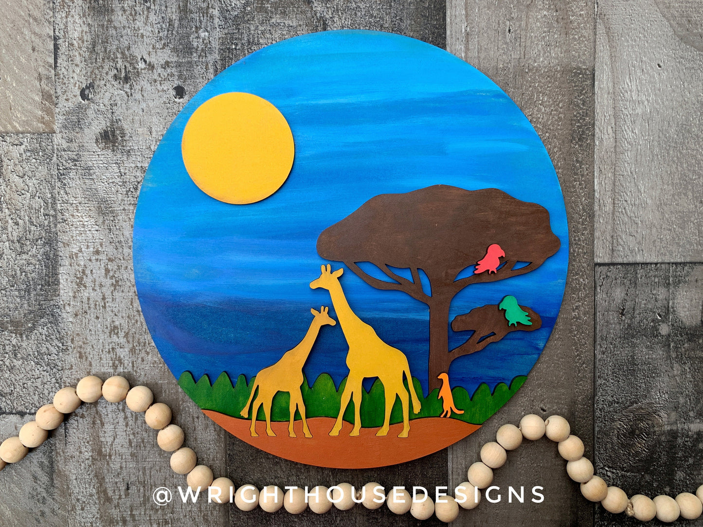 Giraffes On The Savanna Baby Nursery Round - Sign Making Home Decor and DIY Kits - Cut File For Glowforge Lasers - Digital SVG File