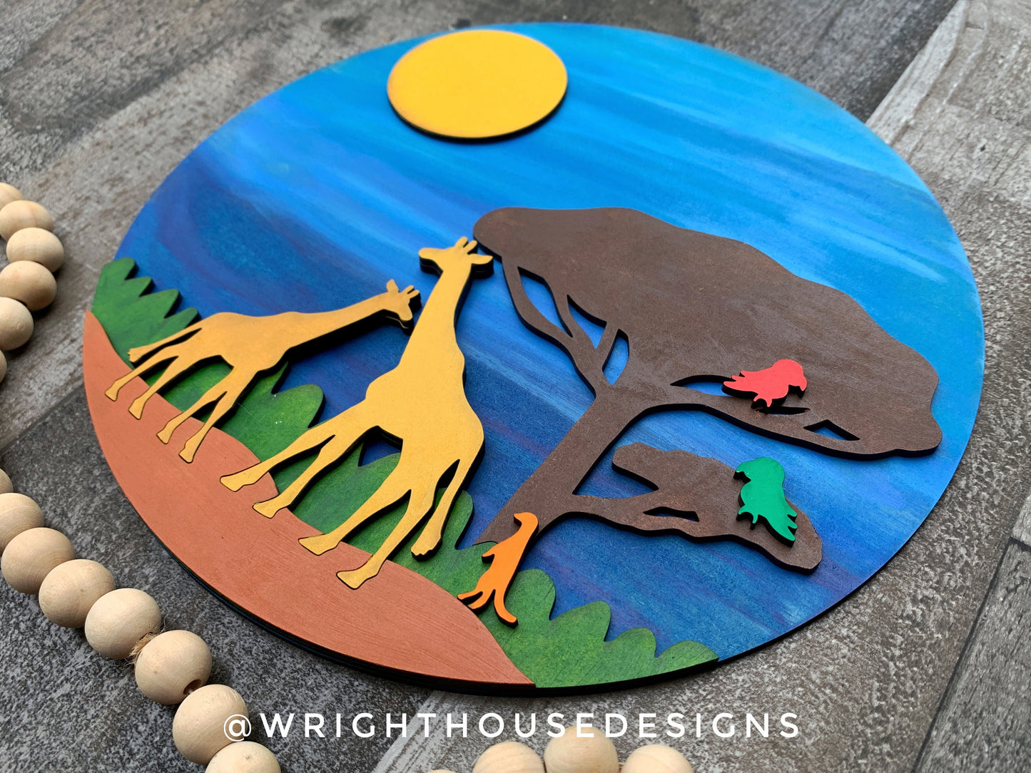 Giraffes On The Savanna Baby Nursery Round - Sign Making Home Decor and DIY Kits - Cut File For Glowforge Lasers - Digital SVG File