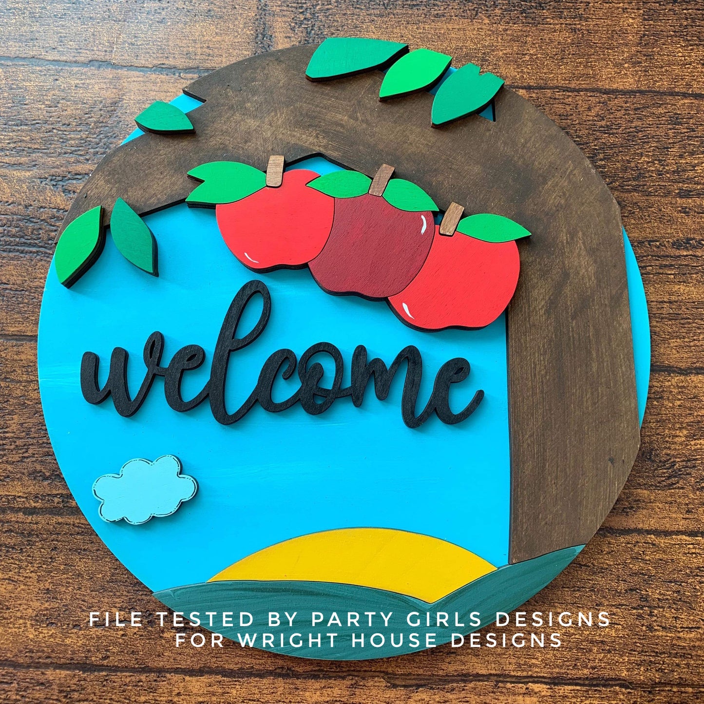 Apple Tree Orchard Fruit Theme Nursery and Door Hanger Round - Sign Making and DIY Kits - Cut File For Glowforge Lasers - Digital SVG File