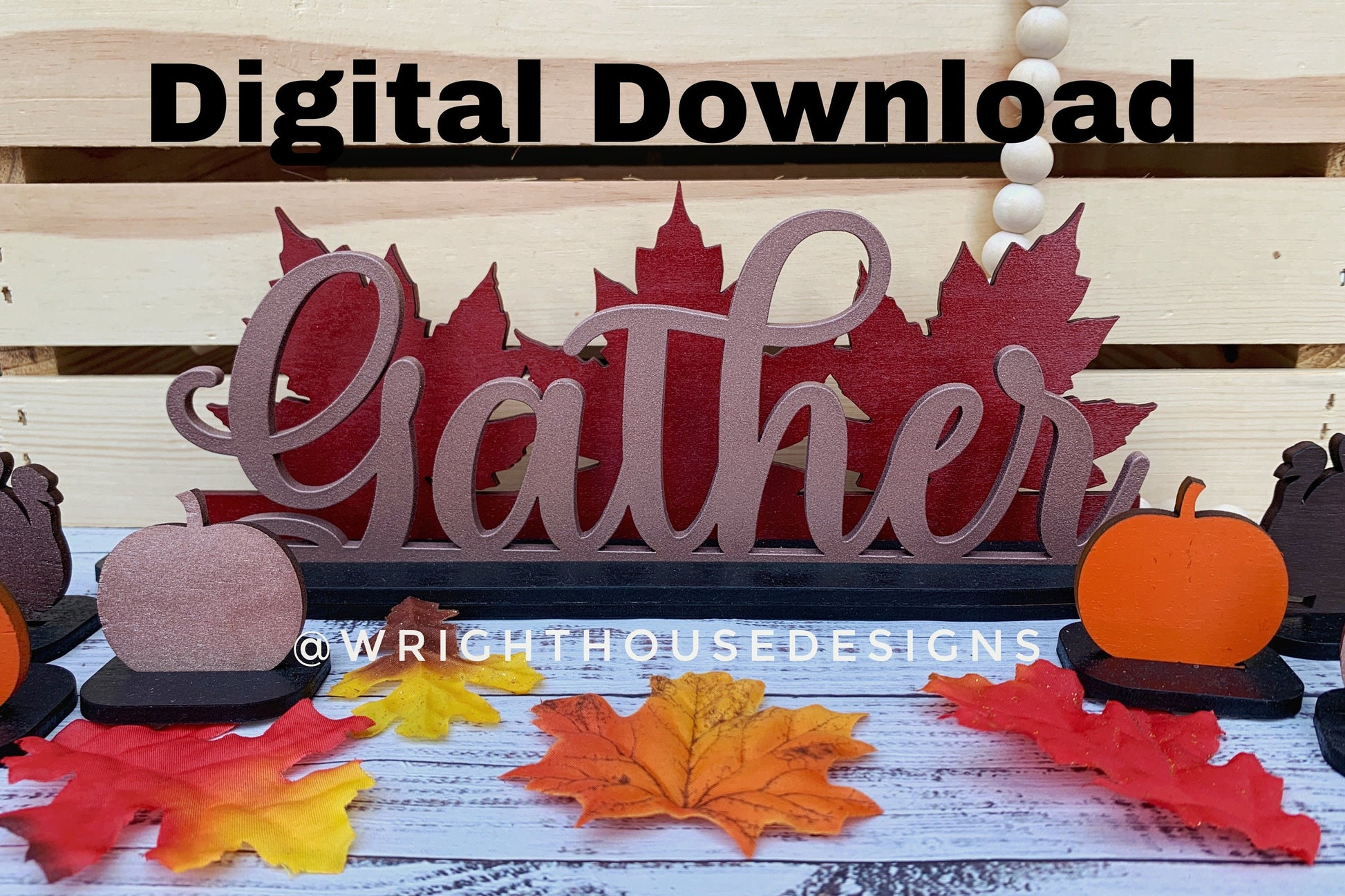 Thanksgiving Interchangeable Centerpiece - Autumn Shelf Sitter - SVG Digital Downloads - Laser Cut Files For Glowforge Lasers - Digital File