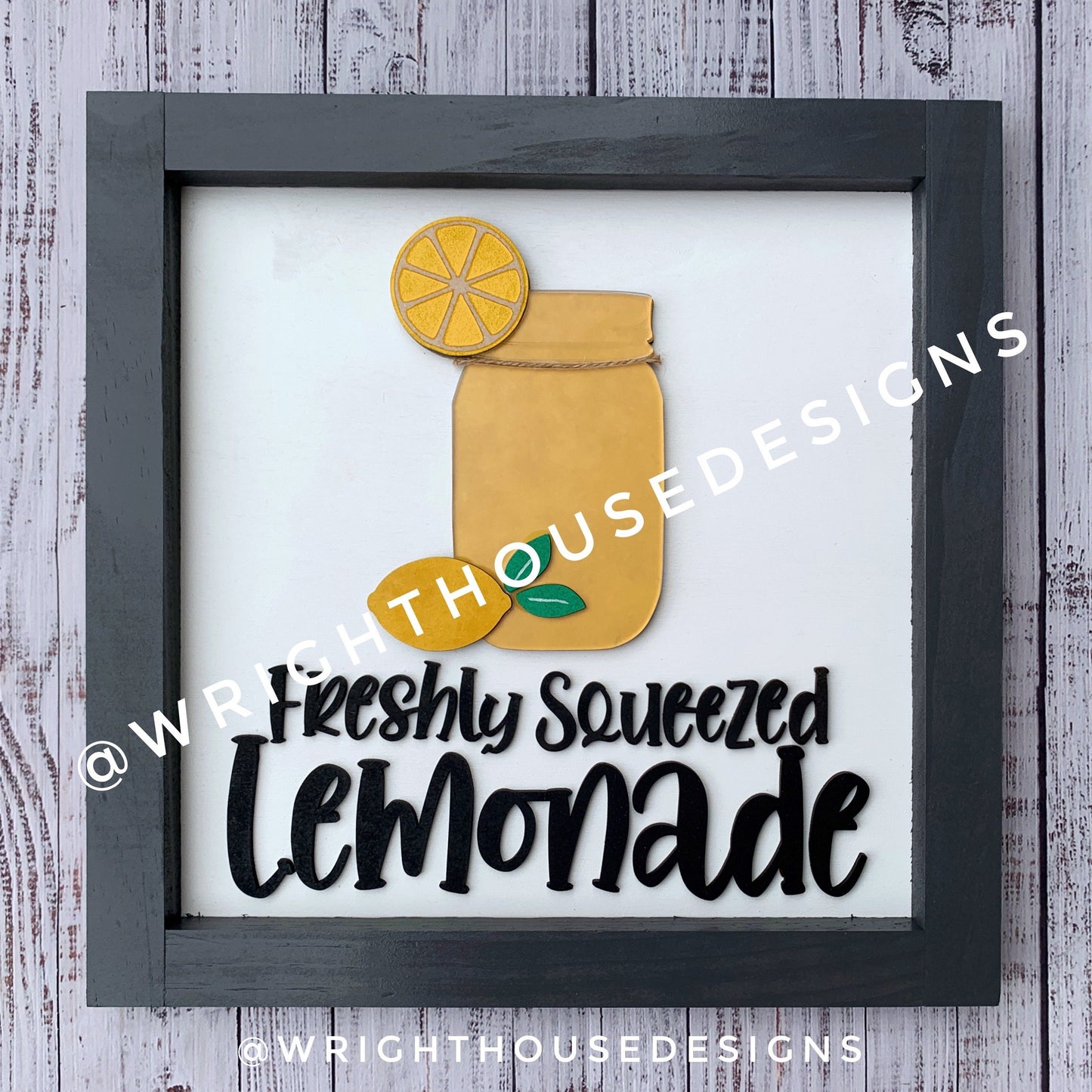 Mason Jar Freshly Squeezed Lemonade Shelf Sitter Round - Farmhouse Sign Making and DIY Kits - Cut File For Glowforge - Digital SVG File