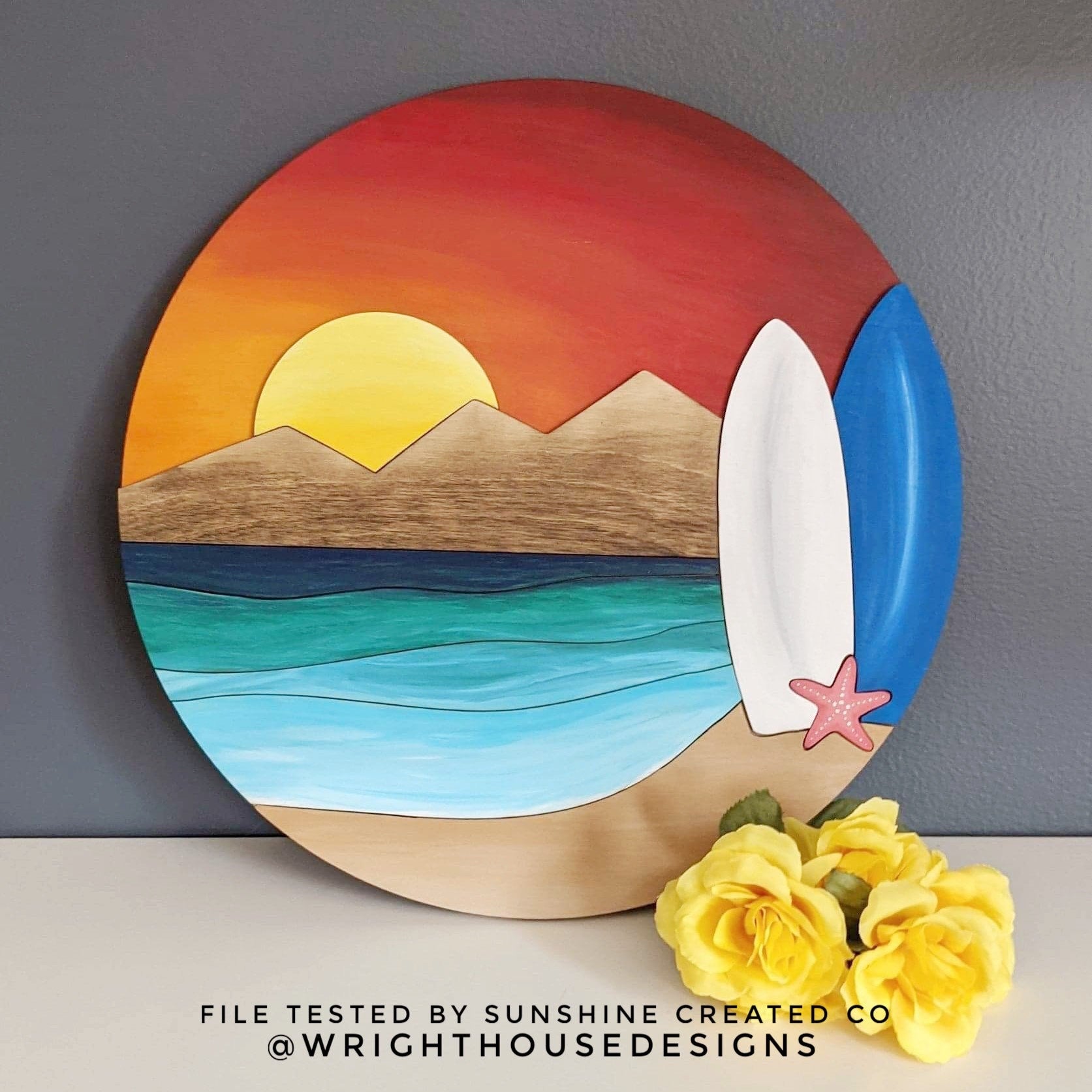 Late Night Surfing Summer Beach Baby Nursery Round - Sign Making Home Decor and DIY Kits - Cut File For Glowforge Lasers - Digital SVG File