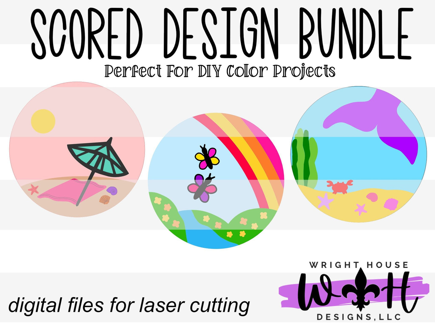 Girl's Color Diy Craft Bundle - Scoring Pattern Round For Diy Painting - Files for Sign Making - SVG Cut File For Glowforge - Digital File