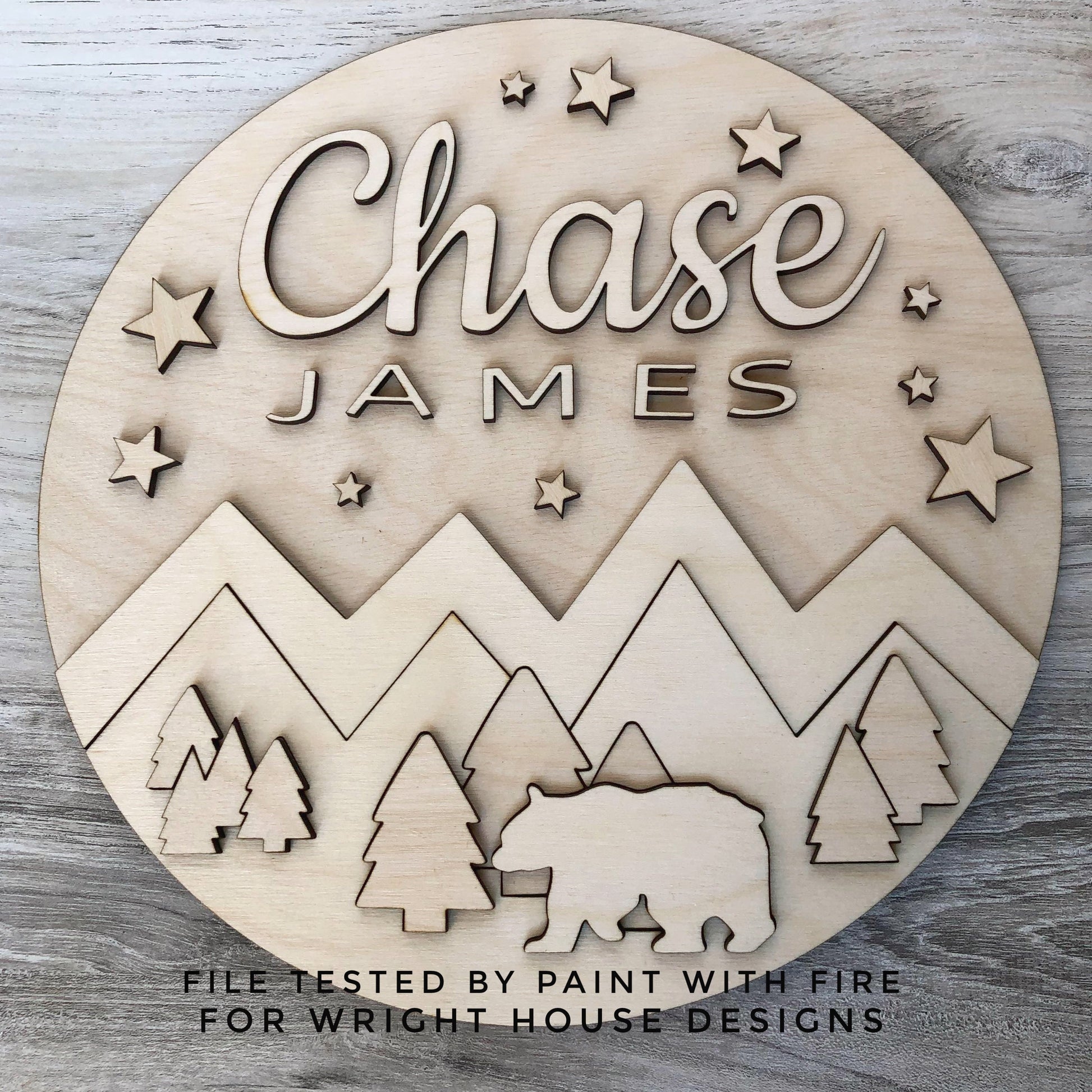 Bear Mountain Woodland Baby Nursery Round - Sign Making Home Decor and DIY Kits - Cut File For Glowforge Lasers - Digital SVG File