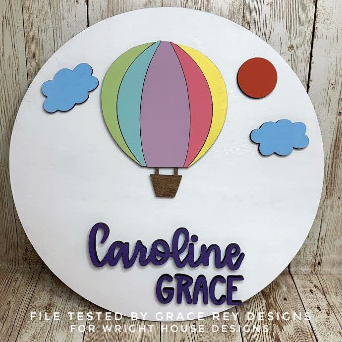 Hot Air Balloon Baby Nursery Round - Sign Making Home Decor and DIY Kits - Cut File For Glowforge Lasers - Digital SVG File